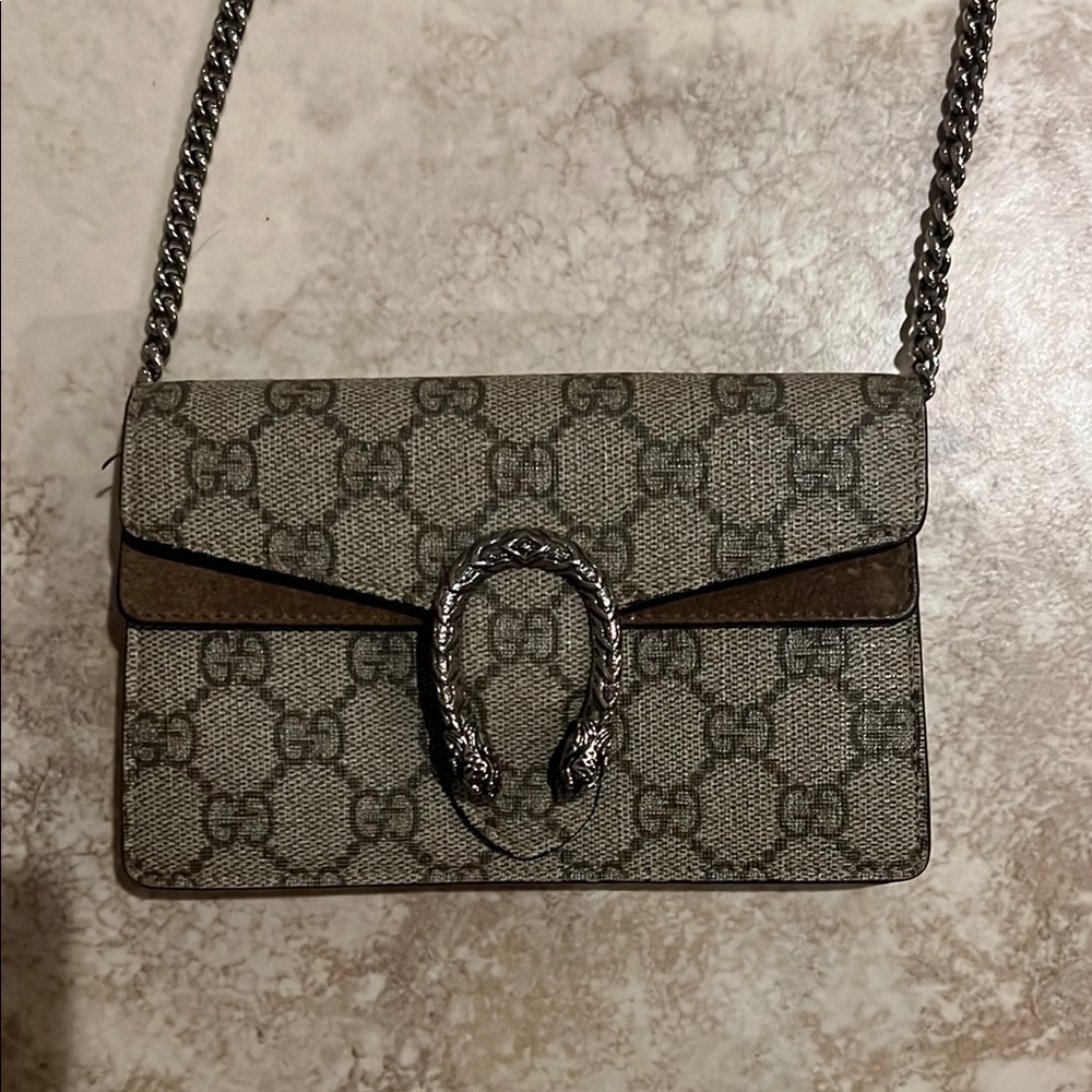 Gucci Cream and Brown Crossbody Bag with Iconic Monogram